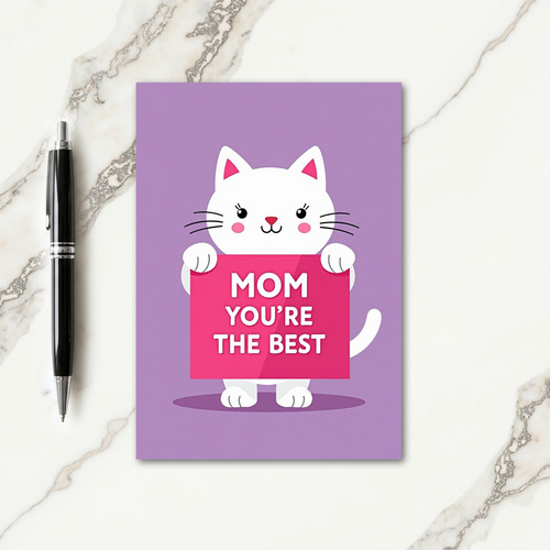 Best Mom Feline Illustration Card