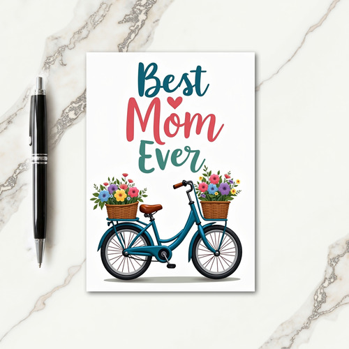 Best Mom Floral Bicycle Card