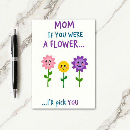 Best Mom Flower Pick Card