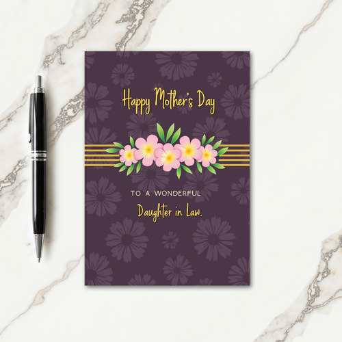 Best Mom Golden Flowers Card