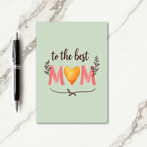 Best Mom Golden Heart Art Card