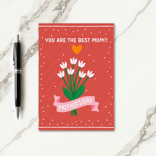 Best Mom Orange Heart Art Card