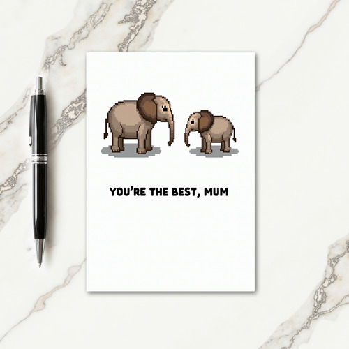 Best Mum Pixel Art Illustration Card