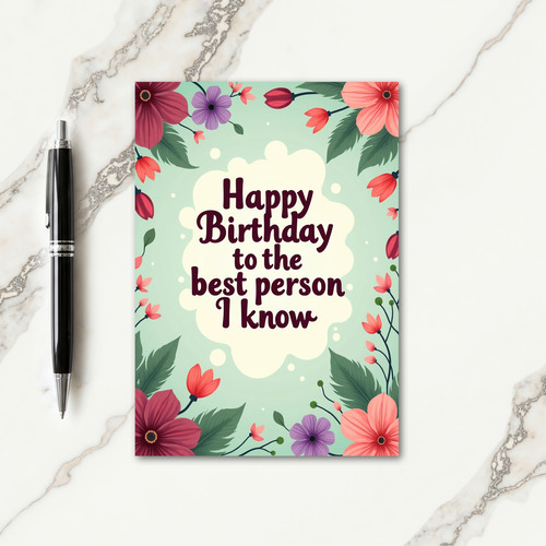 Best Person Floral Art Card