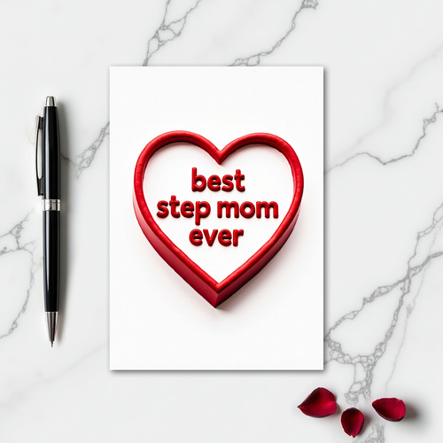 Best Step Mom Ever Red Heart Card