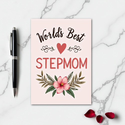 Best Stepmom Floral Heart Card
