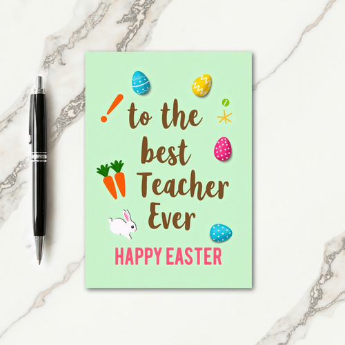 Best Teacher Easter Pattern Card