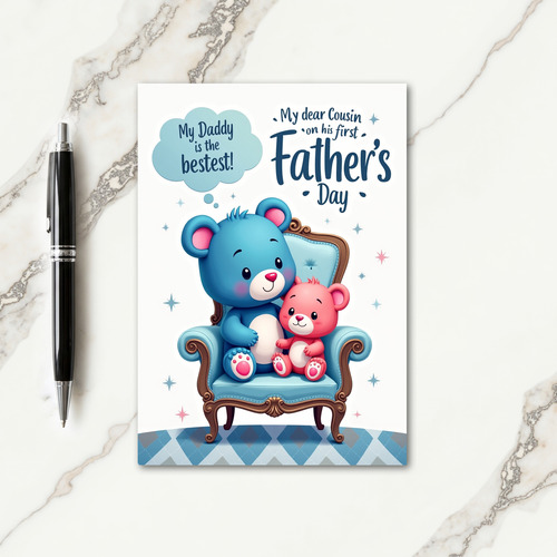 Bestest Daddy Teddy Bear Card