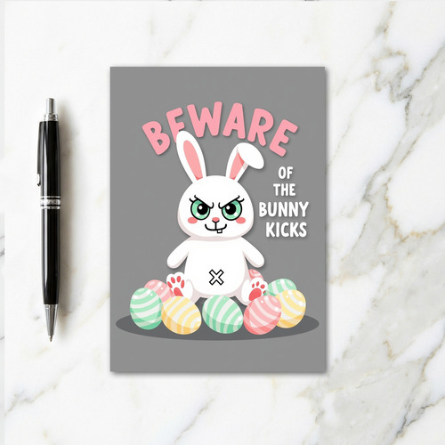 Beware Bunny Kicks Faux Gold Card