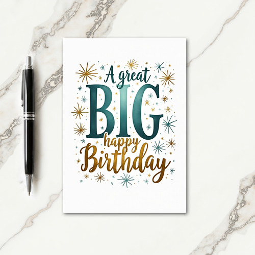 Big Teal Gradient Birthday Card