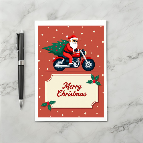 Biker Santa Motorcycle Merry Christmas Card
