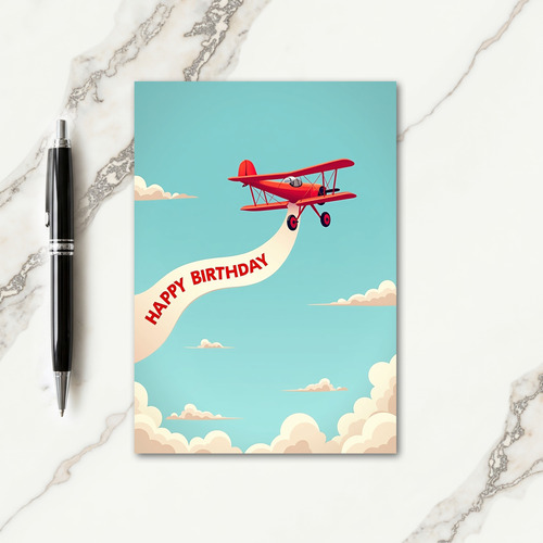 Biplane Birthday Banner Card