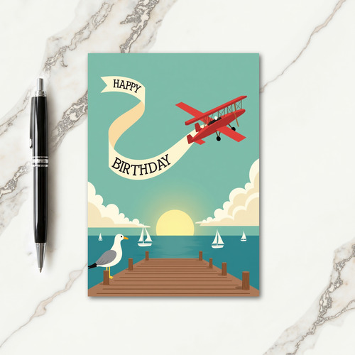 Biplane Birthday Card