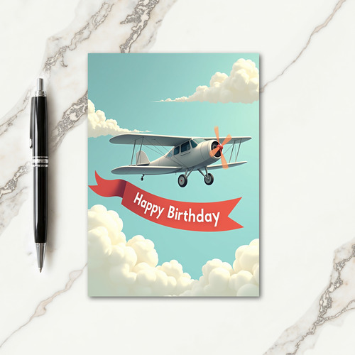 Biplane Sky Birthday Card