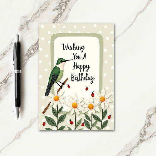 Bird And Daisy Birthday Card