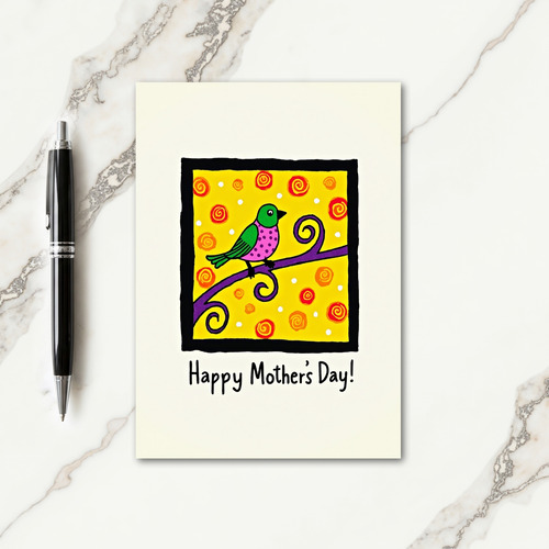 Bird Art Mothers Day Wishes Card