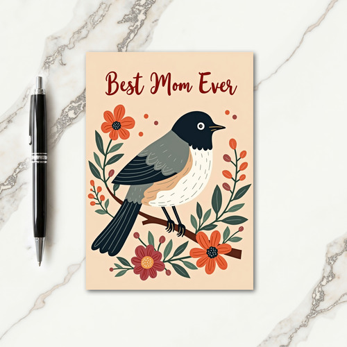 Bird Floral Mothers Day Message Card