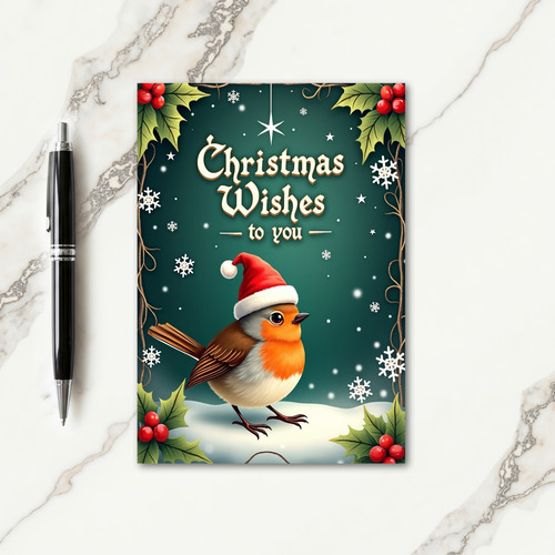 Bird In Snow Christmas Card