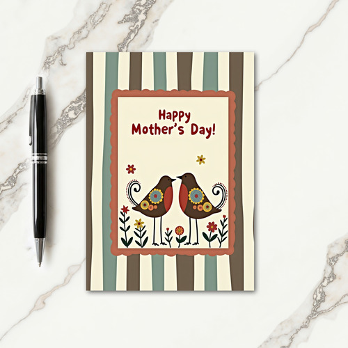 Bird Mothers Day Illustration Card
