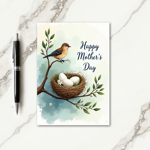 Bird Nest Mothers Day Message Card