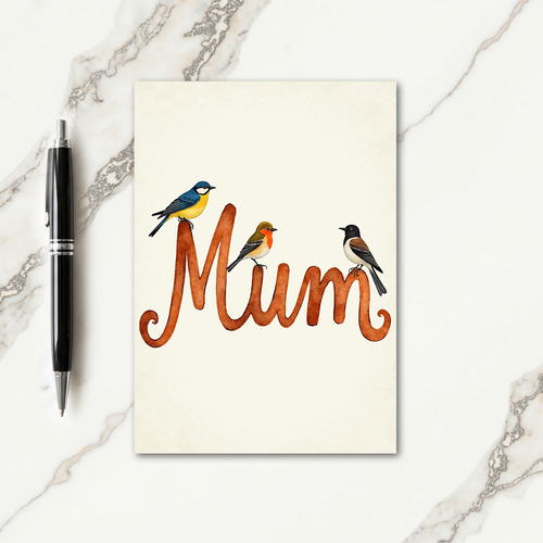 Birds And Mum Watercolor Card