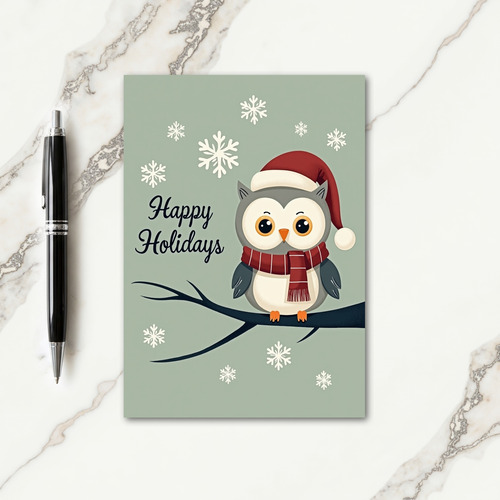 Birds Festive Cap Christmas Card
