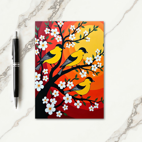 Birds Floral Birthday Card