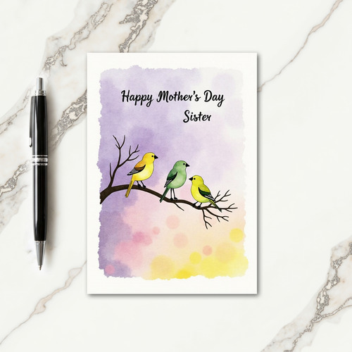 Birds Mothers Day Watercolor Card