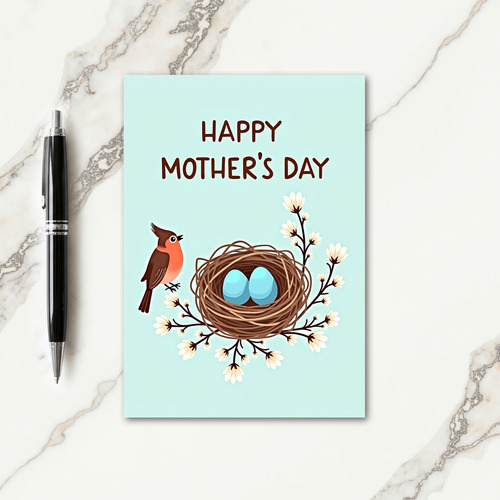 Birds Nest Mothers Day Illustration Card