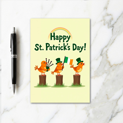 Birds Stripes St Patricks Day Card