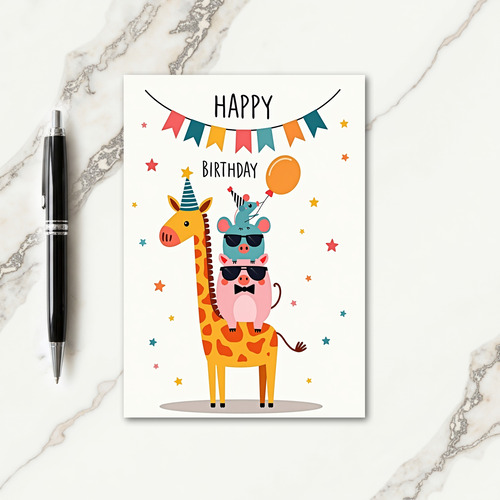 Birthday Animal Stack Card