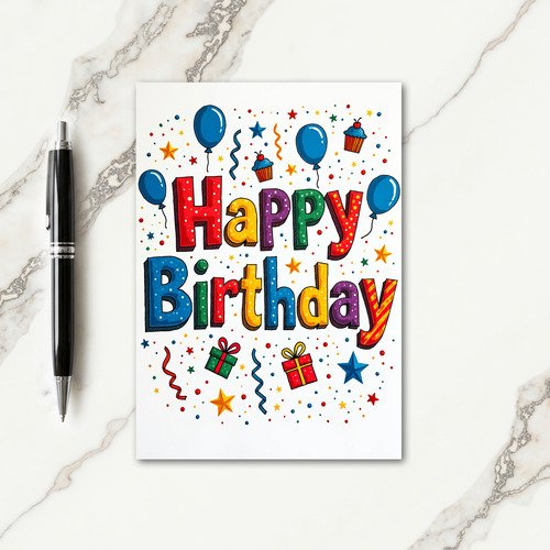 Birthday Balloons And Gifts Card