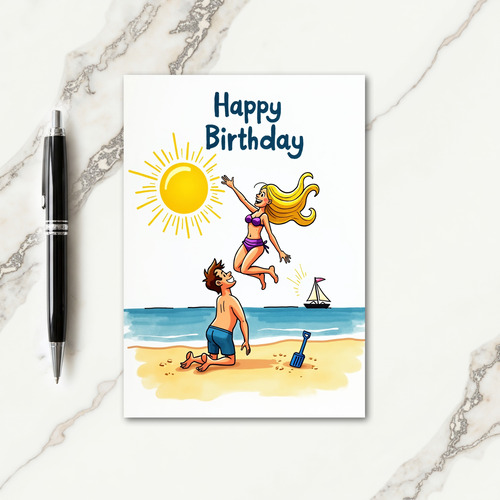 Birthday Beach Fun Card