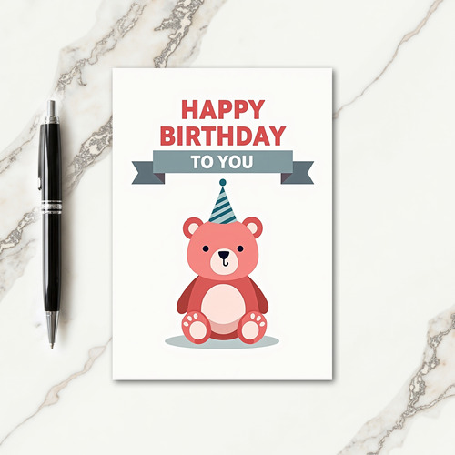 Birthday Bear Illustration Card