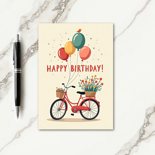 Birthday Bicycle Art Card