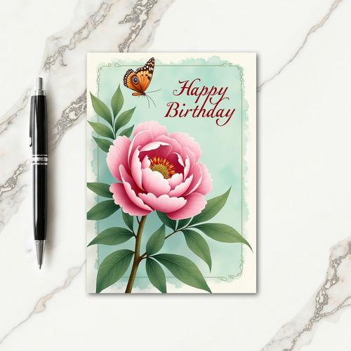 Birthday Bloom Pink Flower Insect Card