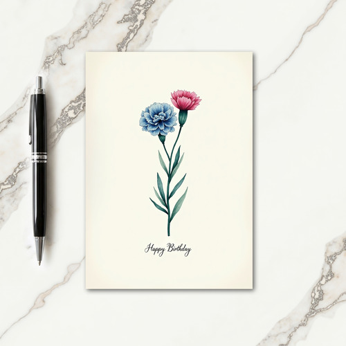 Birthday Blue Pink Floral Card