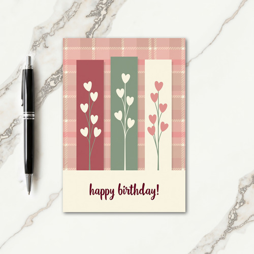 Birthday Botanical Plaid Card