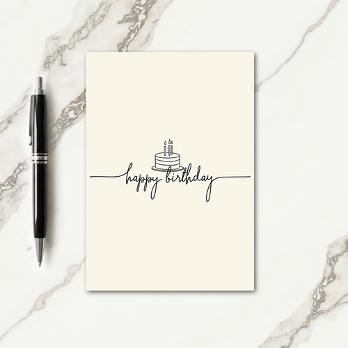 Birthday Cake Calligraphy Card