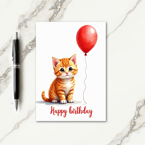 Birthday Cat Balloon Card