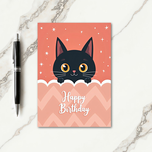 Birthday Cat Illustration Card