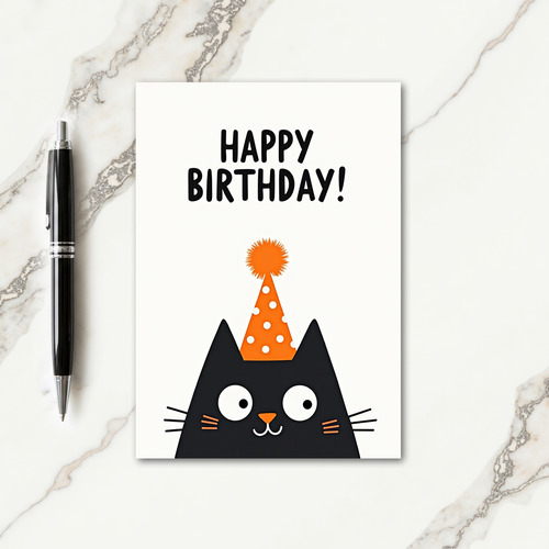 Birthday Cat Party Hat Card