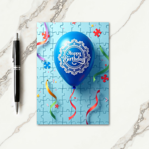 Birthday Celebration Blue Balloon Card