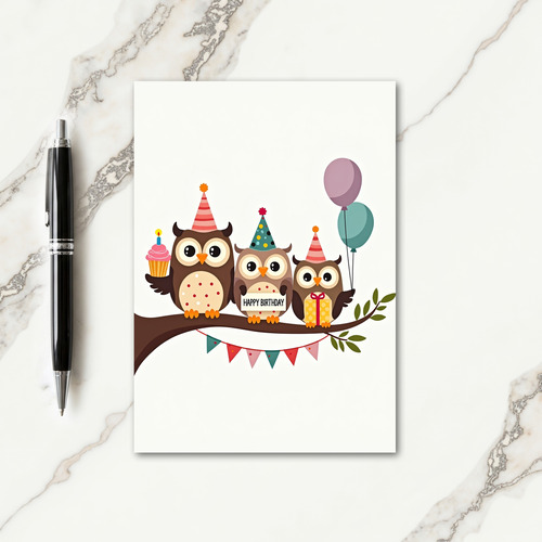 Birthday Celebration Owls Card