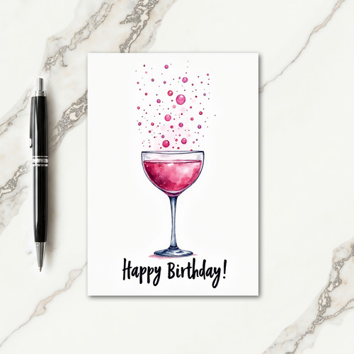 Birthday Cheer Pink Bubbles Card