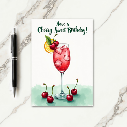 Birthday Cheer Ruby Drink Card