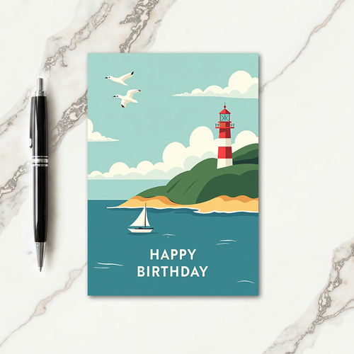 Birthday Coastal Tower Card