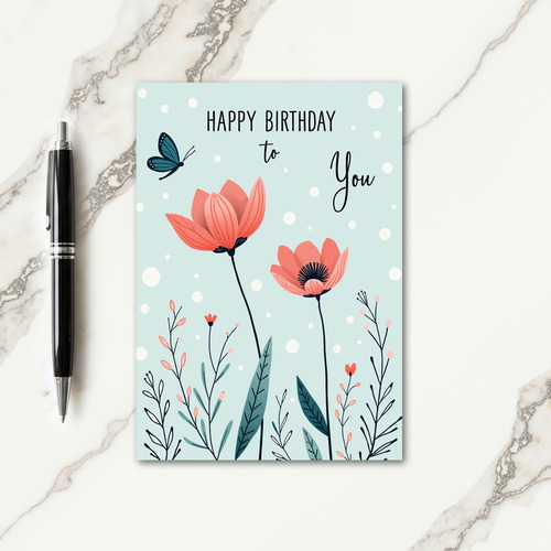 Birthday Coral Bloom Card
