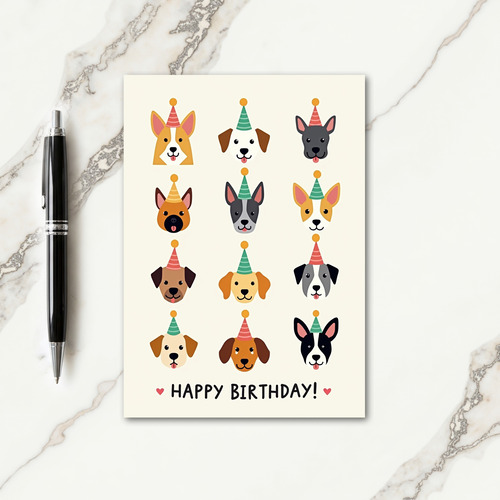 Birthday Dog Party Hats Card