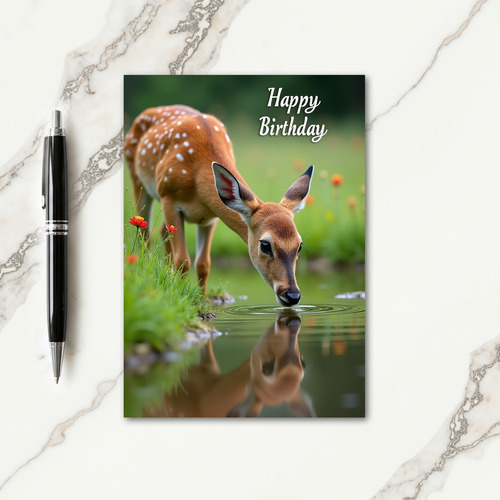 Birthday Fawn Reflection Card